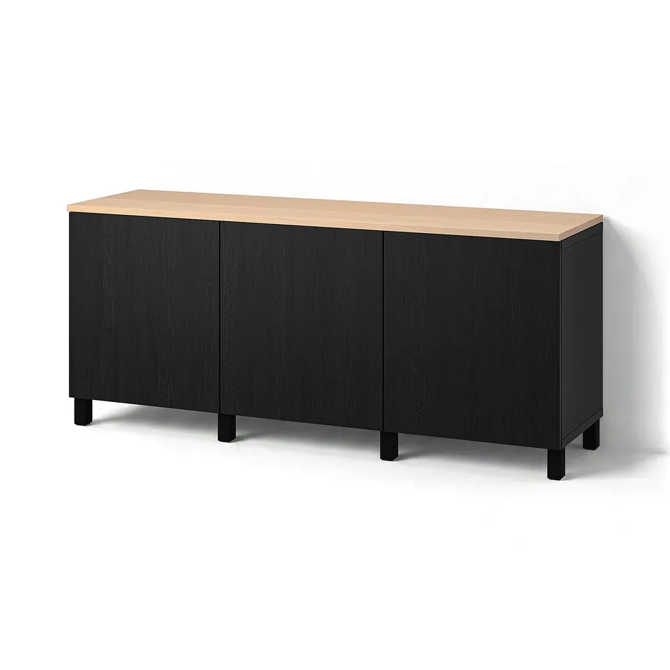 BESTÅ Storage combination with doors, black-brown/Lappviken/Stubbarp black-brown, 180x42x76 cm