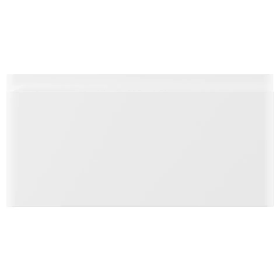 VOXTORP white drawer fronts, sleek, matte, integrated handles, modern design.