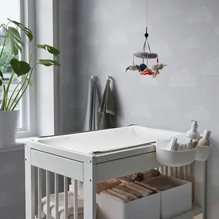 VÄDRA set: babycare mat + cover for babycare mat, white, 48x74 cm