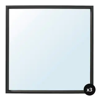 NISSEDAL set: mirror x3, black, 65x65 cm