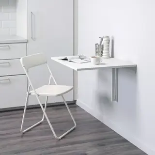 NORBERG/VIHALS set: Folding table + folding chair, white, 74x60 cm