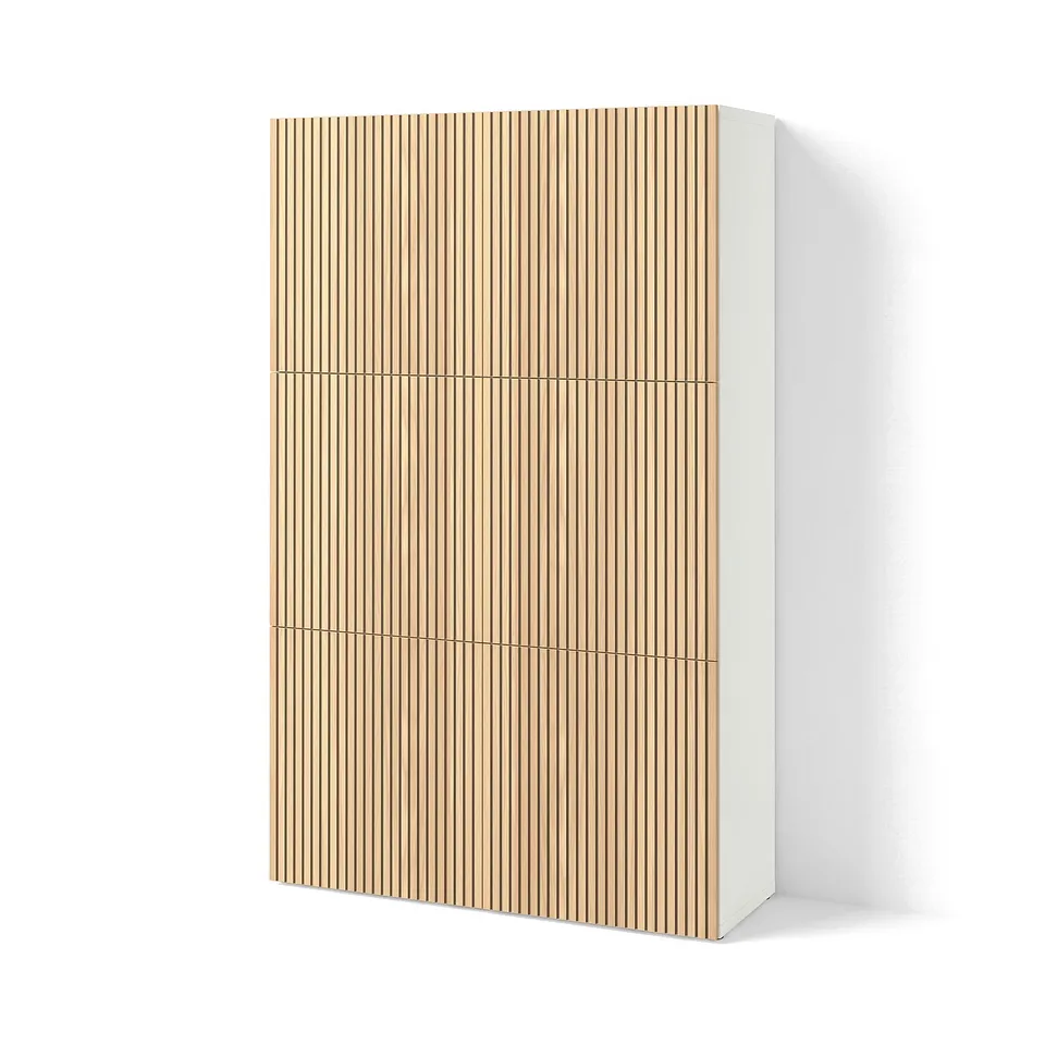 BESTÅ Storage combination with doors, white/Björköviken oak veneer, 120x42x193 cm