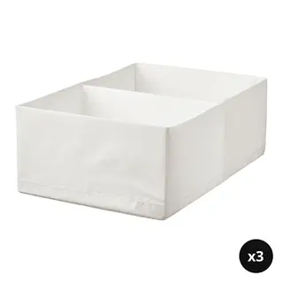STUK set: box with compartments x3, white, Width 34 x Depth 51 x Height 18 cm