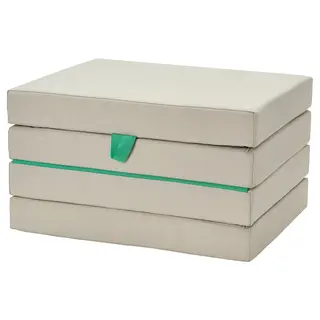 SLÄKT pouffe/mattress, foldable, Vissle beige/green, Length 193 x Width 62 cm