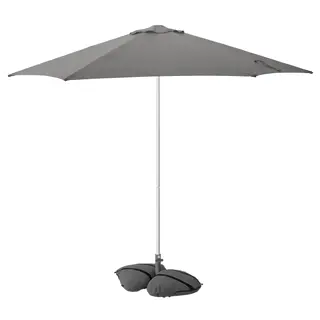 HÖGÖN / IGGÖN parasol with base, grey/dark grey, 270 cm