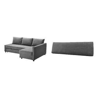 FRIHETEN/KLAGSHAMN set: corner sofa-bed with storage + back cushion, Skiftebo dark grey, Depth 151 x Width 230 cm
