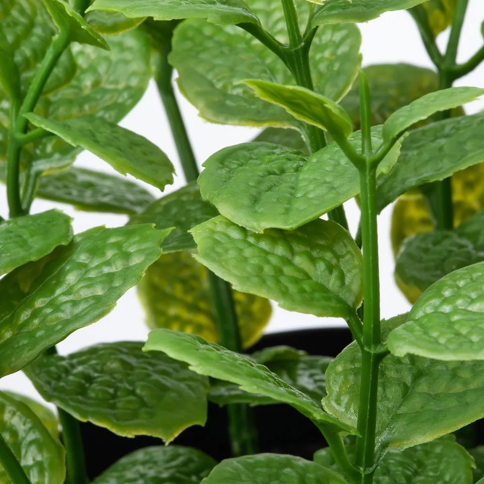 Artificial plant with bright green, textured leaves. Realistic yet low maintenance.