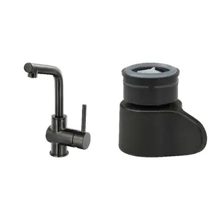 LUNDSKÄR/ÅBÄCKEN set: wash-basin mixer tap + mist nozzle for mixer tap, black, Height 25 cm