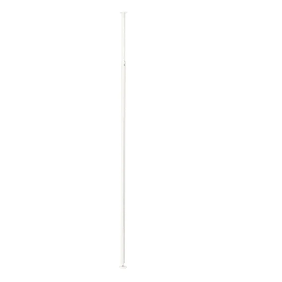 An ELVARLI storage pole, white, made of aluminium, adjustable and circular in shape.