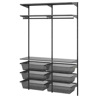 BOAXEL wardrobe combination, anthracite, Width 124.8 x Depth 40.0 x Height 200.6 cm