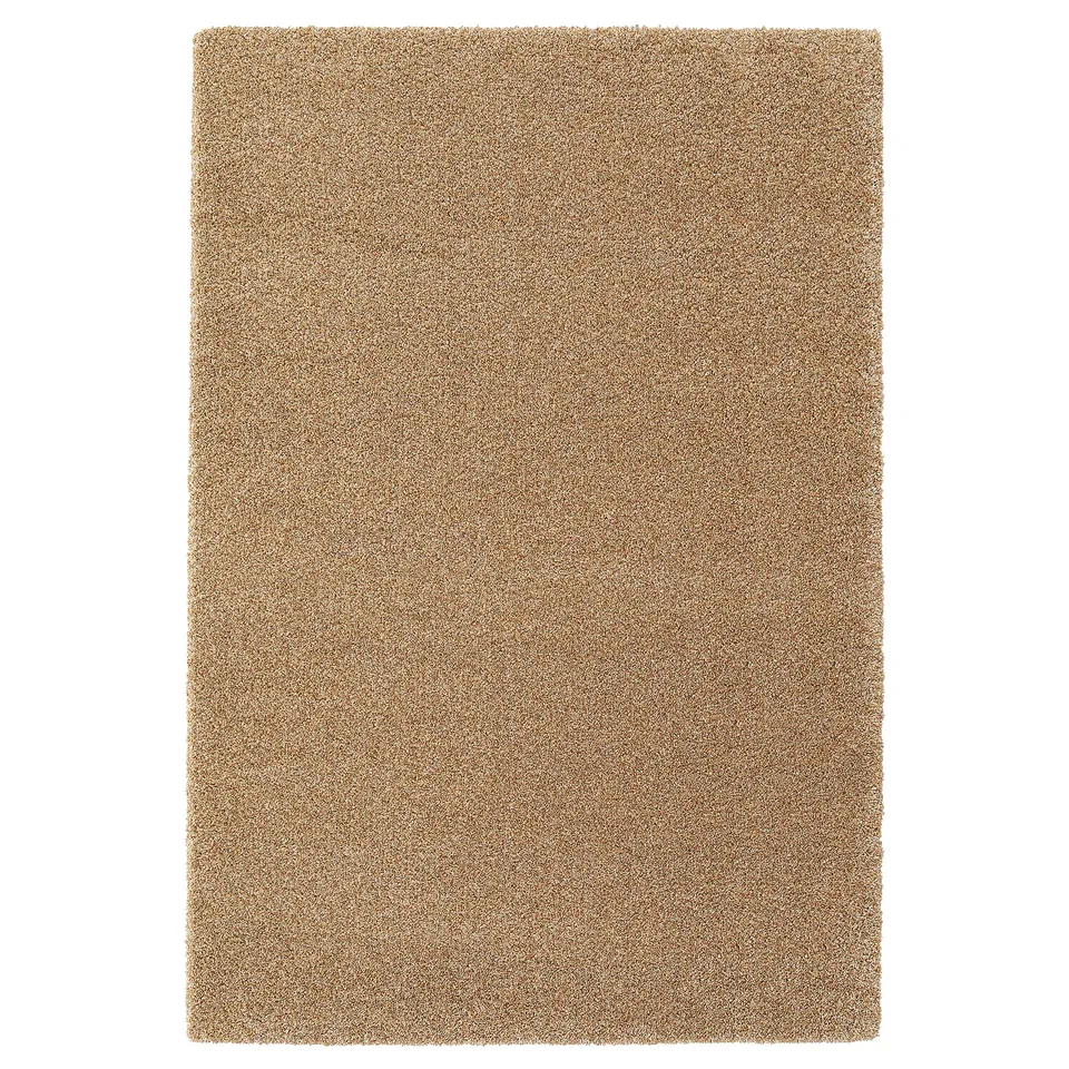 A BREVBÄRARE rug, rectangular, in brown, made of 100% polypropylene pile and synthetic rubber backing.