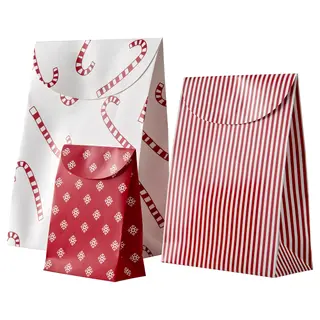 VINTERFINT gift bag, set of 3, mixed patterns red