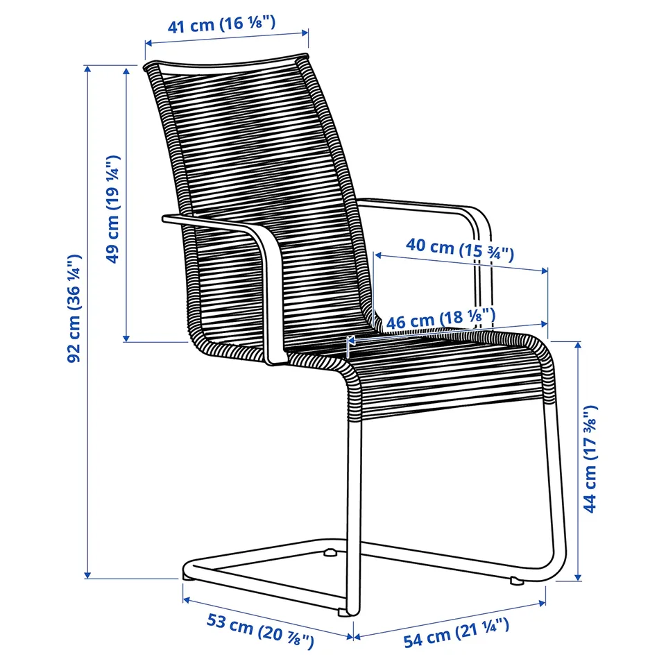Illustration with measurements for the product: SEGERÖN.