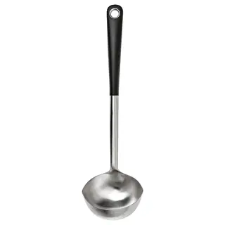 IKEA 365 + HJÄLTE soup ladle, stainless steel/black, Length 34 cm