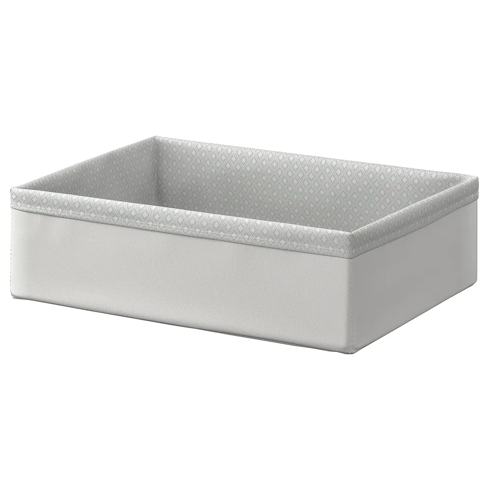 BAXNA organiser, white, fabric, rectangular, structured design, storage bin.