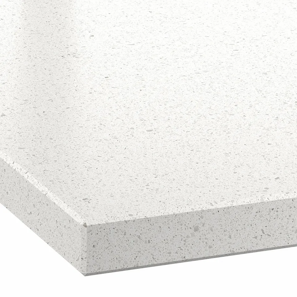 LOCKEBO Custom made worktop, off-white mineral effect/glass composite, 1 m²x4.0 cm