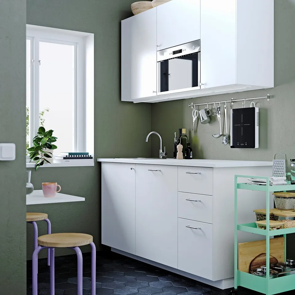 METOD Kitchen, white/Veddinge white, 170x60x227 cm
