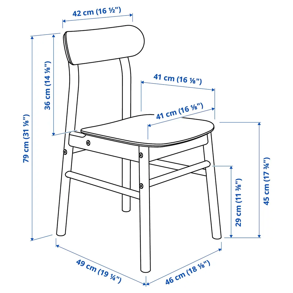 Illustration with measurements for the product: RÖNNINGE.