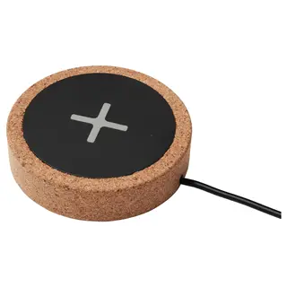 NORDMÄRKE wireless charger, black/cork, Height 20 mm