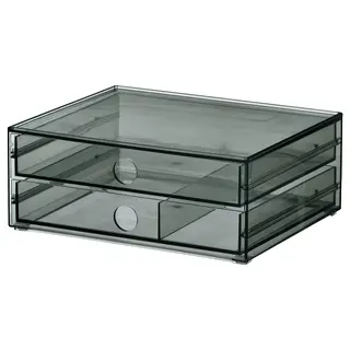 VISSLAÅN mini chest with 2 drawers, grey, 23x19x9 cm