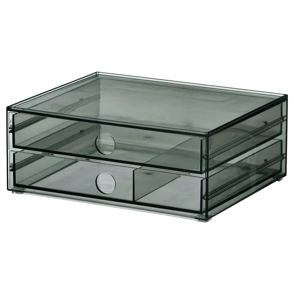 VISSLAÅN Mini chest with 2 drawers, grey, 23x19x9 cm