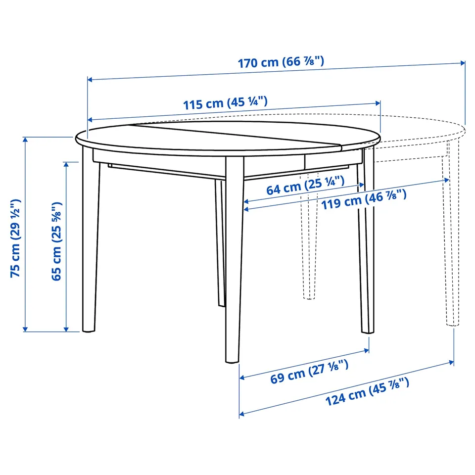 Illustration with measurements for the product: SKANSNÄS.