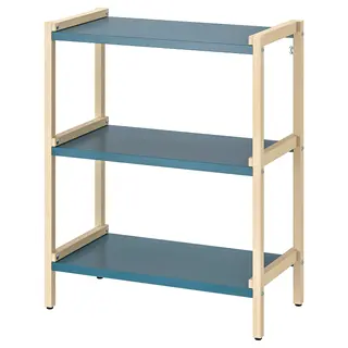 EKENABBEN open shelving unit, aspen/blue, 70x34x86 cm