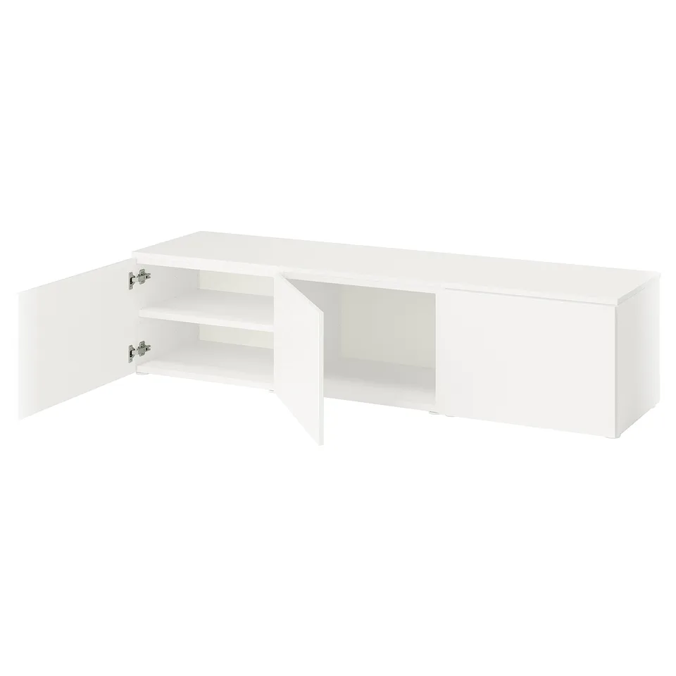 White PLATSA storage unit, rectangular, minimalist, with open shelves.