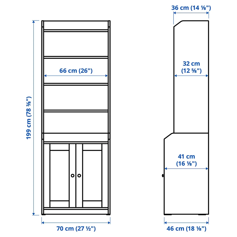 Illustration with measurements for the product: HAUGA.