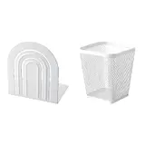 DRÖNJÖNS/HÖSSLA set: book-end + pen cup, white, Height 15 x Width 13 cm