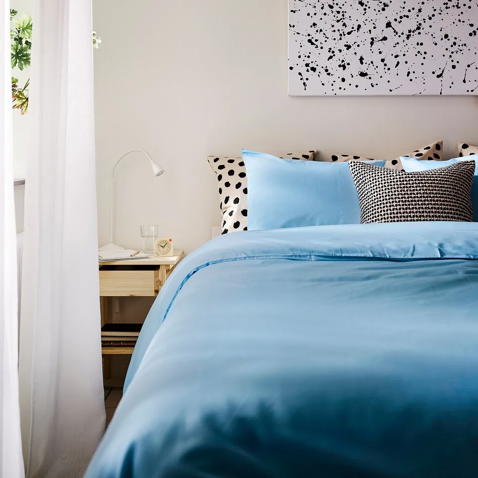 PILTANDVINGE Duvet cover and pillowcase, light blue, 150x200/50x80 cm