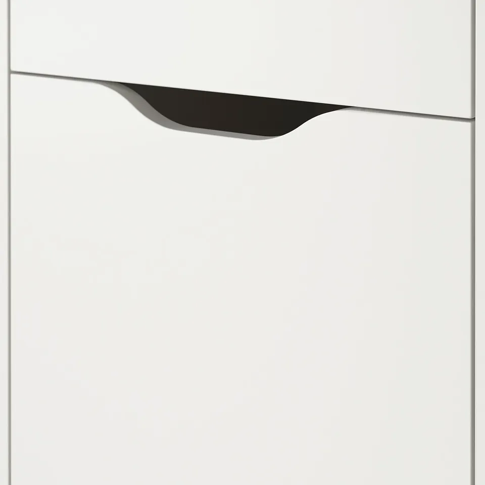 White drawer unit with sleek handle, smooth finish, modern design. Ideal for practical storage.