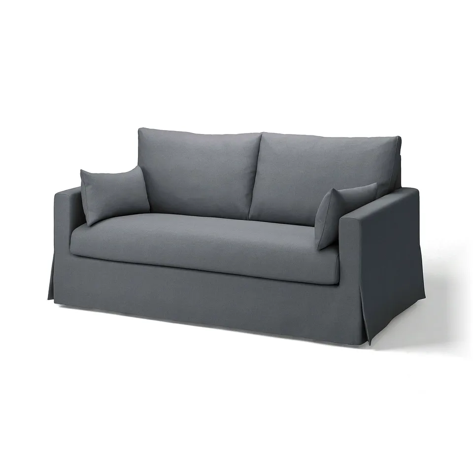 Grey HYLTARP sofa - linen & viscose fabric, removable cover.