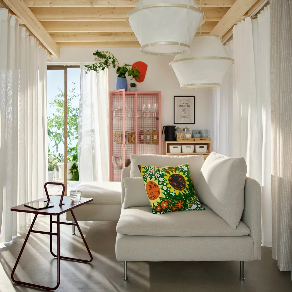 SÖDERHAMN 3-seat sofa, with open end/Fridtuna light beige