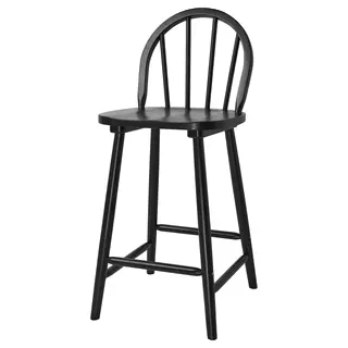 SKOGSTA bar stool with backrest, counter height black, 62 cm