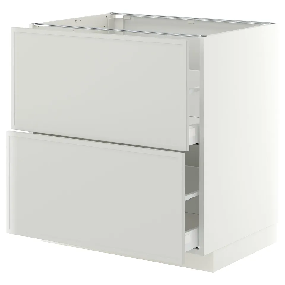 METOD / MAXIMERA Base cb 2 fronts/2 high drawers, white/Aspudden light grey, 80x60x80 cm