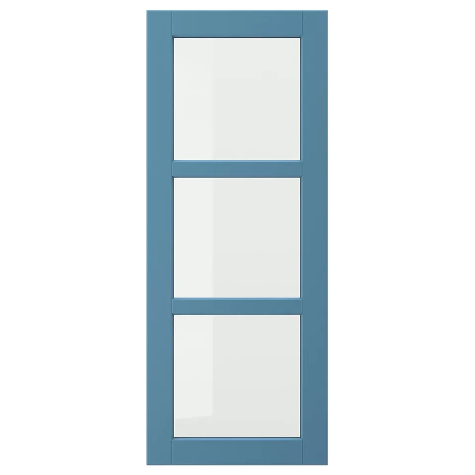 Blue wooden door with glass