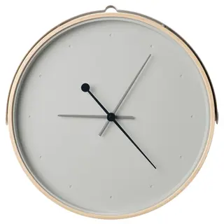 ROTBLÖTA wall clock, ash veneer/light grey, 42 cm