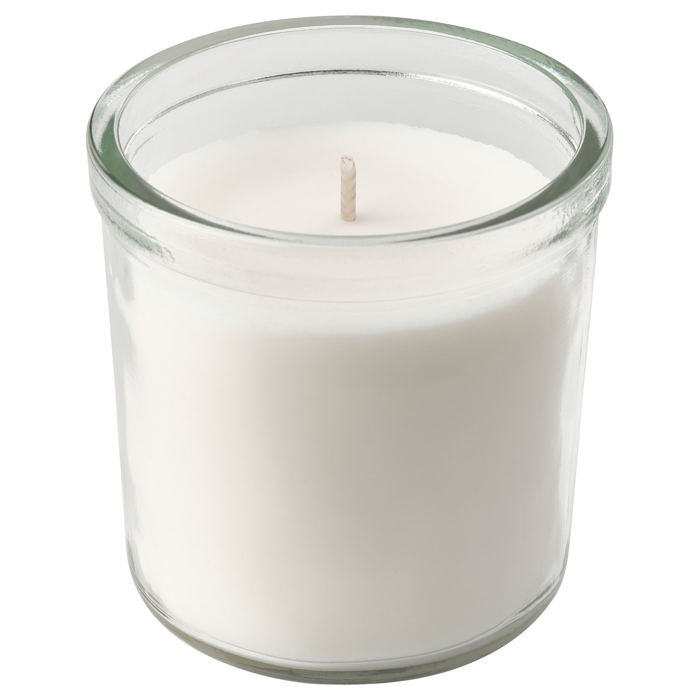 TRÅDCYPRESS scented candle in glass, Fresh linen/white, 40 hr