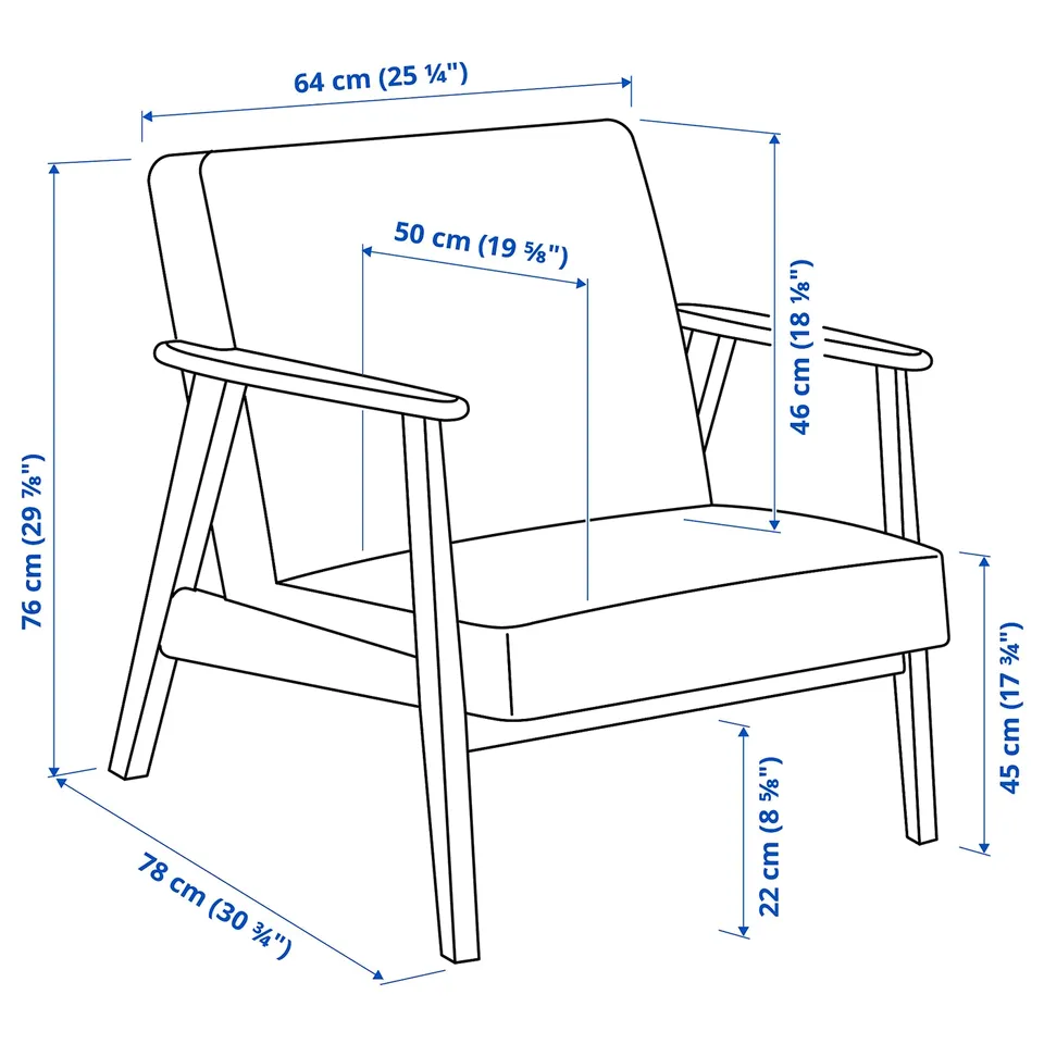 EKENÄSET Armchair and footstool, oak effect/Axvall off-white