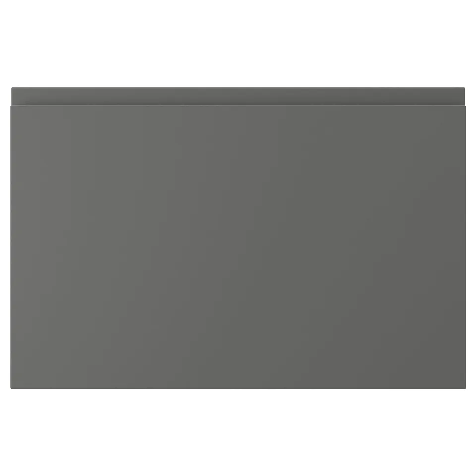 VOXTORP: matt dark grey kitchen cabinet with smooth design and integrated handles.