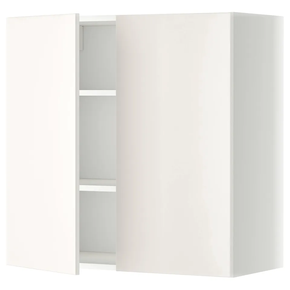 White METOD kitchen cabinet, wall-mounted, 2 doors, 1 shelf.