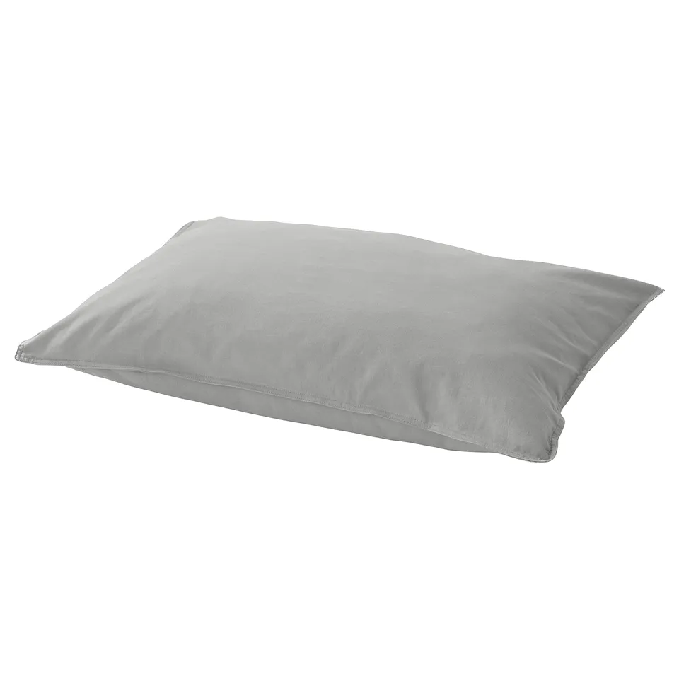A light grey ÄNGSLILJA pillowcase made of soft cotton with an envelope closure design.