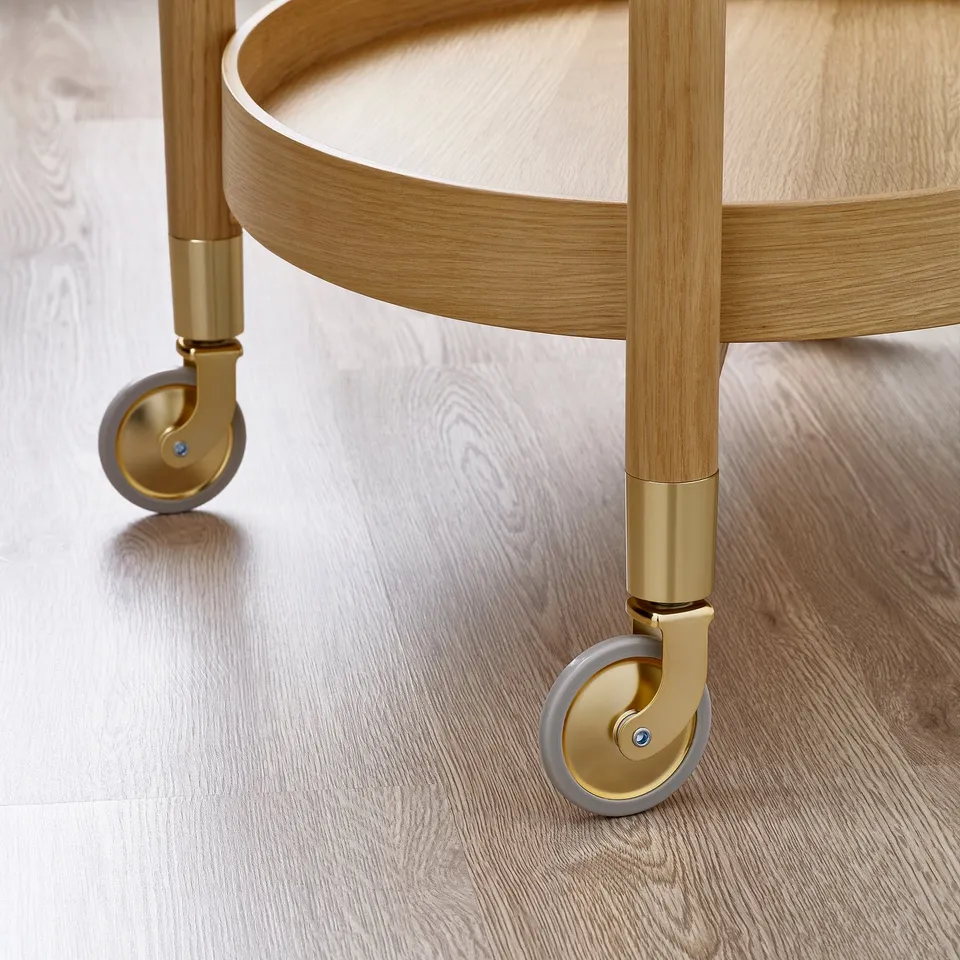 VALNÄS Trolley table with storage, oak veneer
