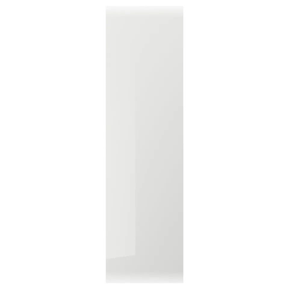 White RINGHULT kitchen cabinet, glossy finish, rectangular shape, made of particleboard with plastic foil.