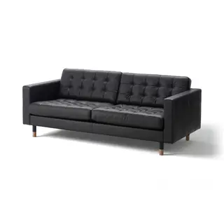 LANDSKRONA three-seat sofa, Grann/Bomstad black/wood, Width 204 x Depth 89 x Height 78 cm
