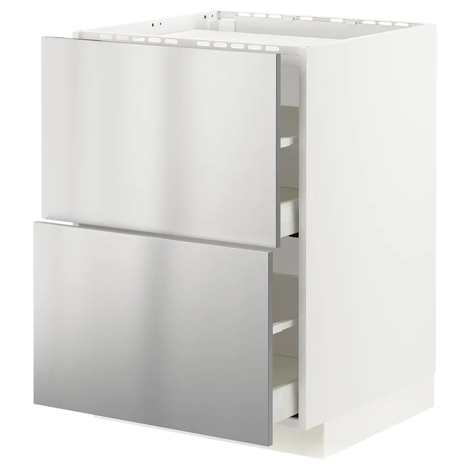 METOD kitchen cabinet with stainless drawers