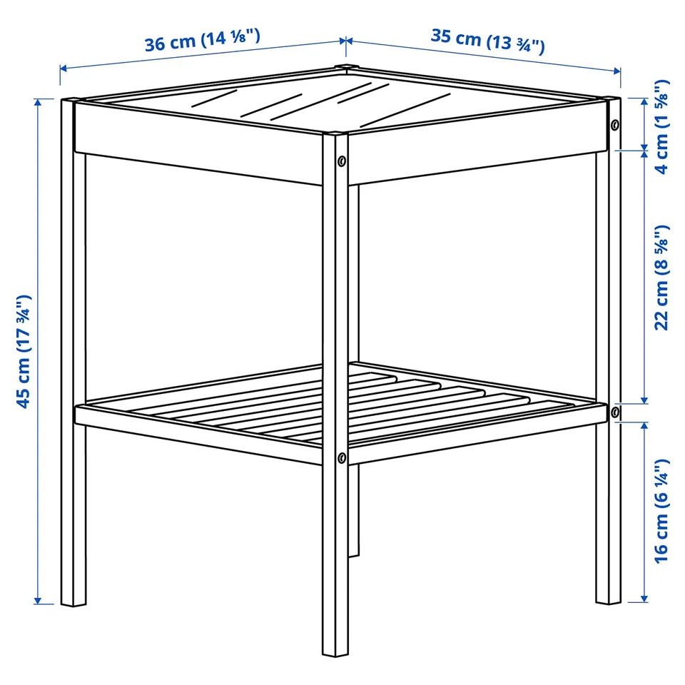 Illustration with measurements for the product: NESNA.