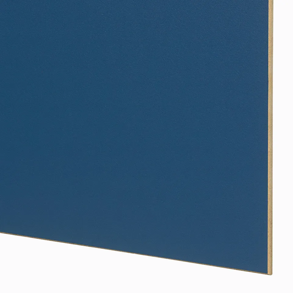 Blue painted panel, smooth texture, clean finish, modern design.