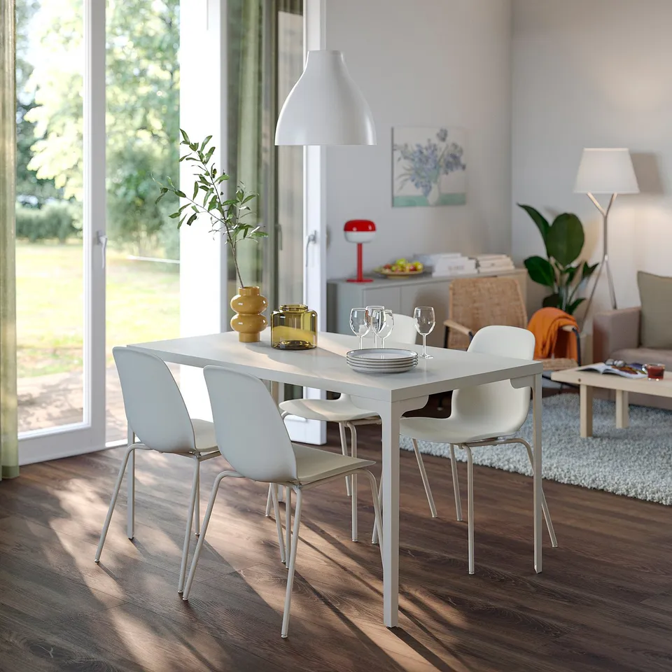 SKÅLSTA Chair, plastic beige/tubular metal/light grey-beige